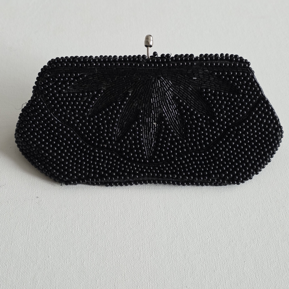 Black Beaded Evening Clutch - Women's Beaded Wristlet